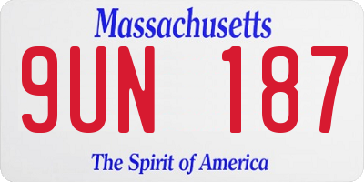 MA license plate 9UN187