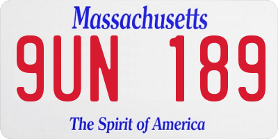 MA license plate 9UN189