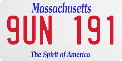 MA license plate 9UN191