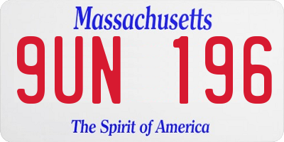 MA license plate 9UN196