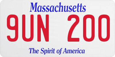 MA license plate 9UN200