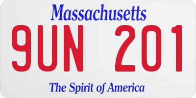 MA license plate 9UN201