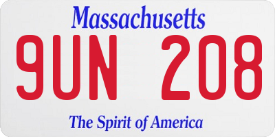 MA license plate 9UN208