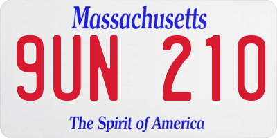 MA license plate 9UN210