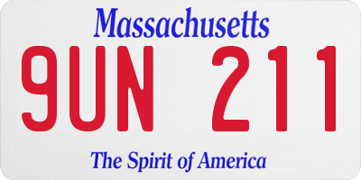 MA license plate 9UN211