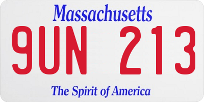 MA license plate 9UN213