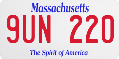 MA license plate 9UN220