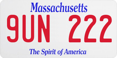 MA license plate 9UN222