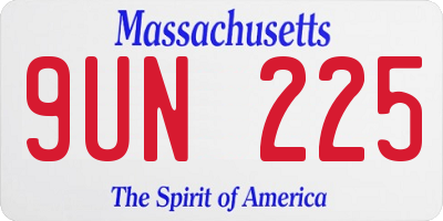 MA license plate 9UN225