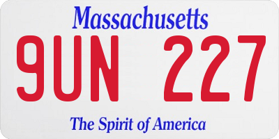 MA license plate 9UN227