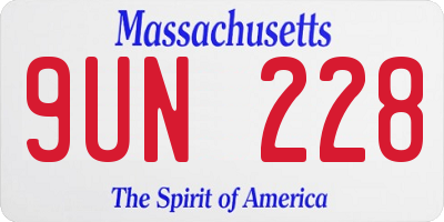 MA license plate 9UN228