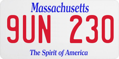 MA license plate 9UN230