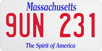 MA license plate 9UN231