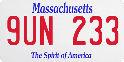 MA license plate 9UN233