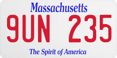 MA license plate 9UN235