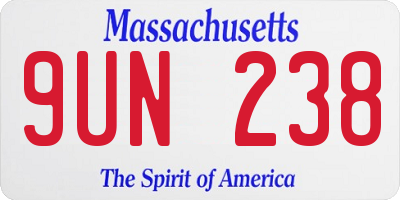 MA license plate 9UN238