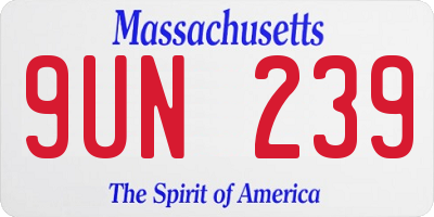 MA license plate 9UN239