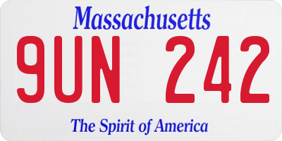 MA license plate 9UN242