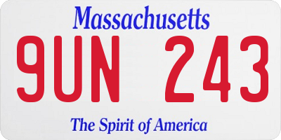 MA license plate 9UN243