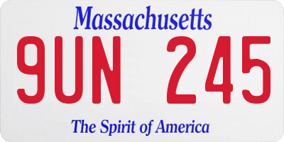 MA license plate 9UN245