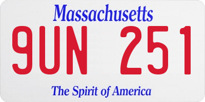 MA license plate 9UN251