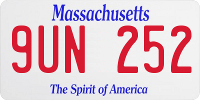 MA license plate 9UN252