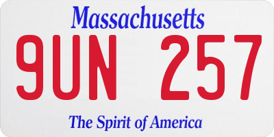 MA license plate 9UN257