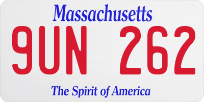 MA license plate 9UN262