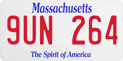 MA license plate 9UN264