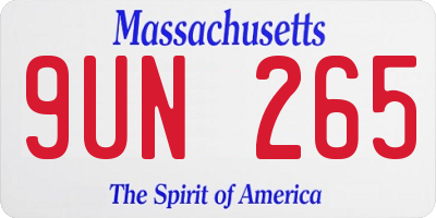 MA license plate 9UN265