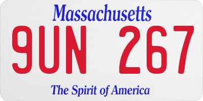 MA license plate 9UN267