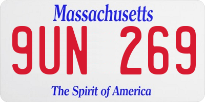 MA license plate 9UN269