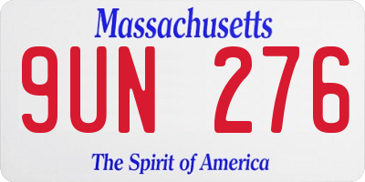 MA license plate 9UN276