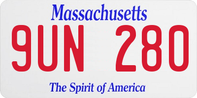 MA license plate 9UN280