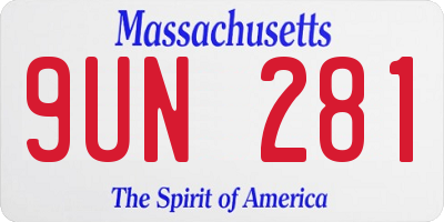 MA license plate 9UN281