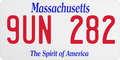 MA license plate 9UN282