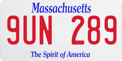 MA license plate 9UN289