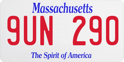 MA license plate 9UN290