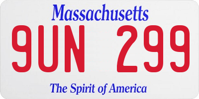 MA license plate 9UN299