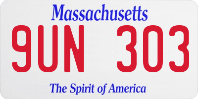 MA license plate 9UN303