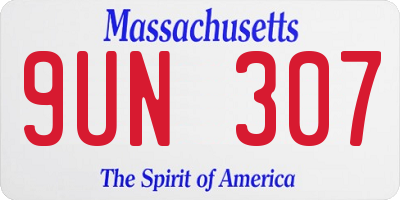 MA license plate 9UN307