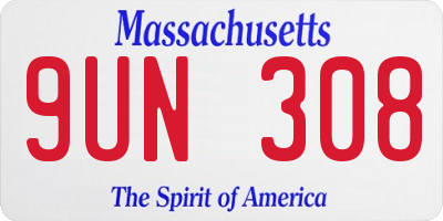 MA license plate 9UN308