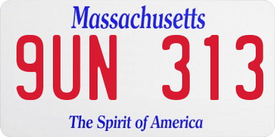 MA license plate 9UN313