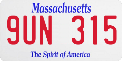 MA license plate 9UN315
