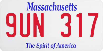 MA license plate 9UN317
