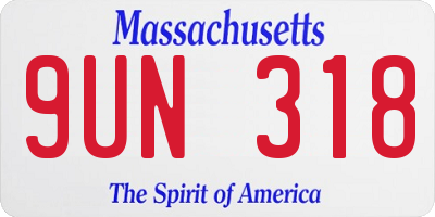 MA license plate 9UN318