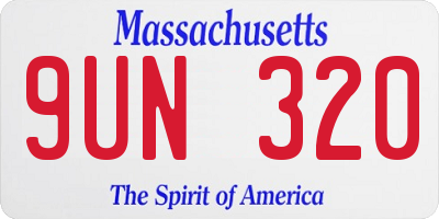 MA license plate 9UN320