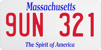 MA license plate 9UN321