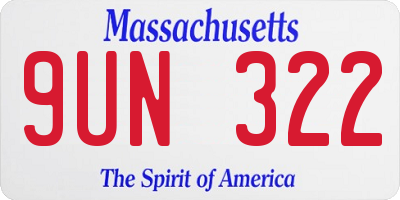 MA license plate 9UN322