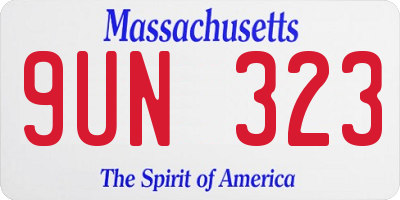 MA license plate 9UN323